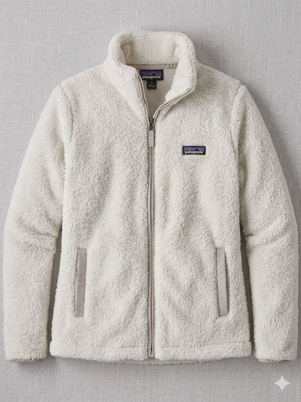 Patagonia Los Gatos Fleece Jacket Full Zip Bleach Stone White Womens Size Small